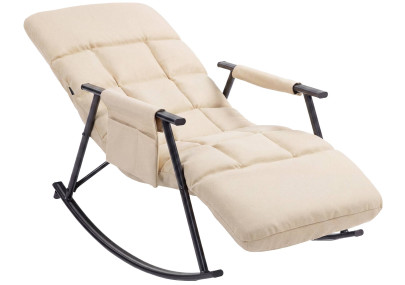 Fauteuil à bascule Elara, en tissu crème