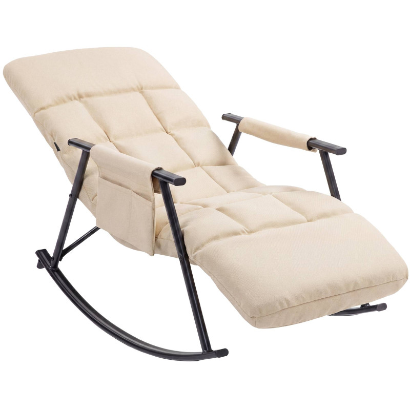 Fauteuil à bascule Elara, en tissu crème