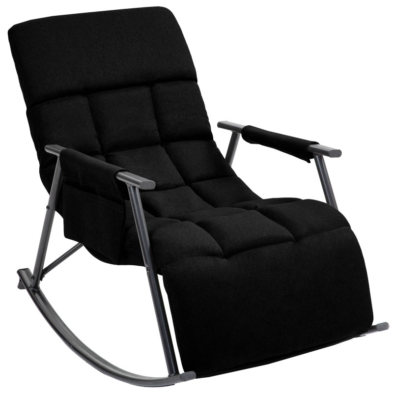Fauteuil à bascule Elara, en tissu noir