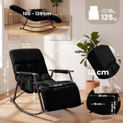 Fauteuil à bascule Elara, en tissu noir