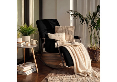 Fauteuil à bascule Elara, en tissu noir