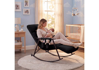 Fauteuil à bascule Elara, en tissu noir
