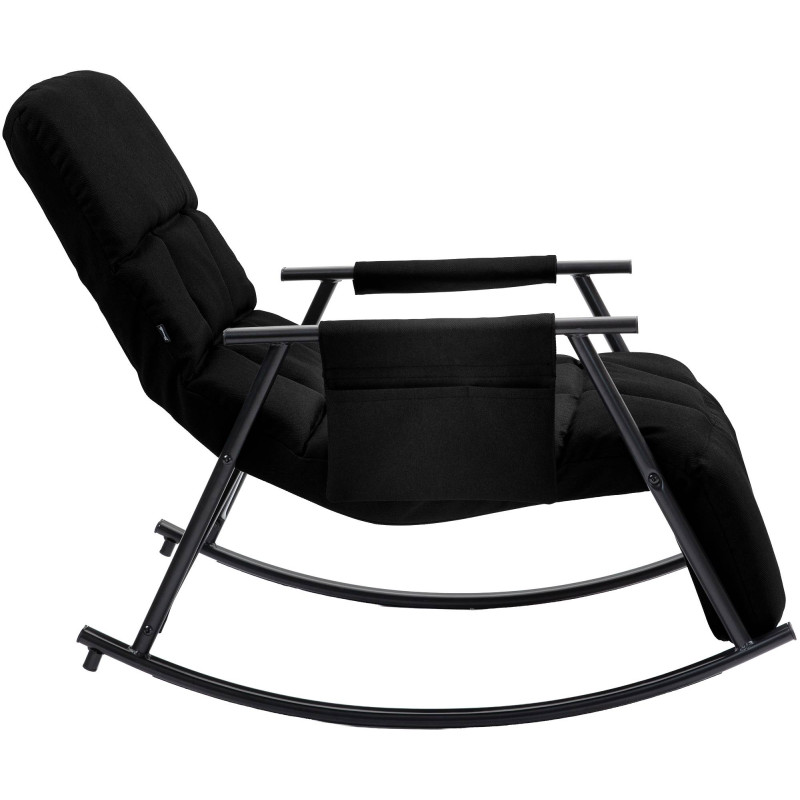 Fauteuil à bascule Elara, en tissu noir