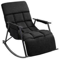 Fauteuil à bascule Elara, en tissu gris foncé