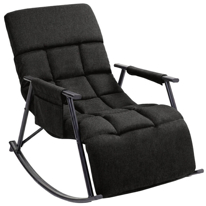 Fauteuil à bascule Elara, en tissu gris foncé