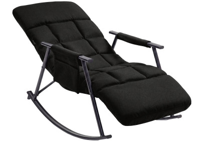 Fauteuil à bascule Elara, en tissu gris foncé