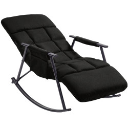 Fauteuil à bascule Elara, en tissu gris foncé
