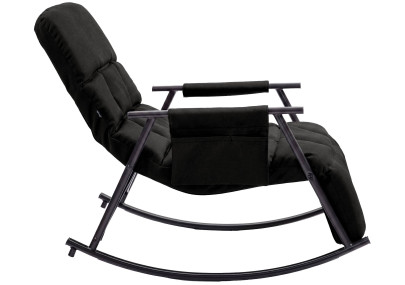 Fauteuil à bascule Elara, en tissu gris foncé
