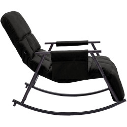 Fauteuil à bascule Elara, en tissu gris foncé