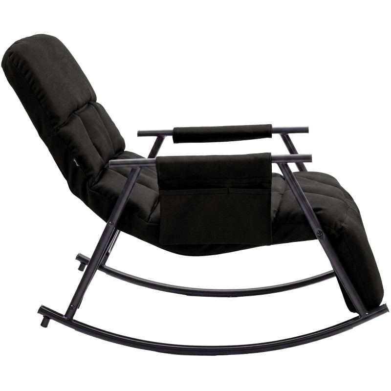 Fauteuil à bascule Elara, en tissu gris foncé