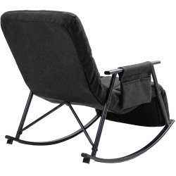 Fauteuil à bascule Elara, en tissu gris foncé