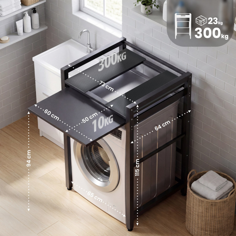 Étagère pour machine à laver Alara noir