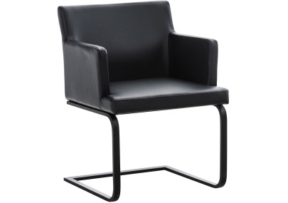 Chaise de salle à manger Zavor, similicuir, noire noir