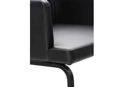Chaise de salle à manger Zavor, similicuir, noire noir