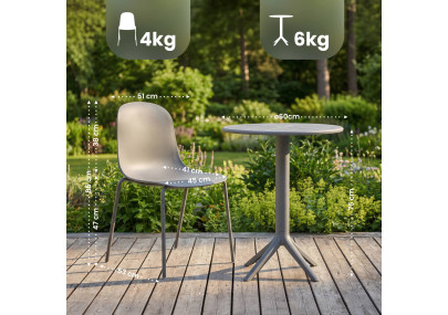 Ensemble de mobilier de jardin Torin avec 2 chaises gris foncé