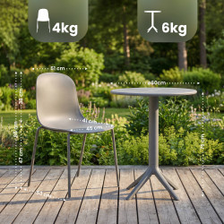 Ensemble de mobilier de jardin Torin avec 2 chaises gris foncé