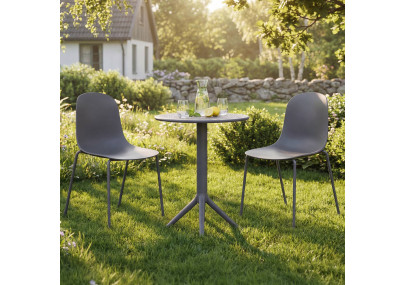 Ensemble de mobilier de jardin Torin avec 2 chaises gris foncé