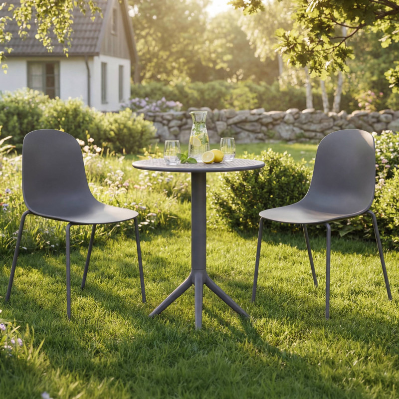 Ensemble de mobilier de jardin Torin avec 2 chaises gris foncé