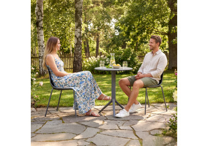 Ensemble de mobilier de jardin Torin avec 2 chaises gris foncé