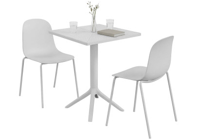 Ensemble de mobilier de jardin Nerra avec 2 chaises blanc