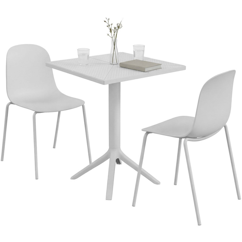 Ensemble de mobilier de jardin Nerra avec 2 chaises blanc