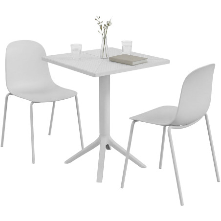 Ensemble de mobilier de jardin Nerra avec 2 chaises blanc