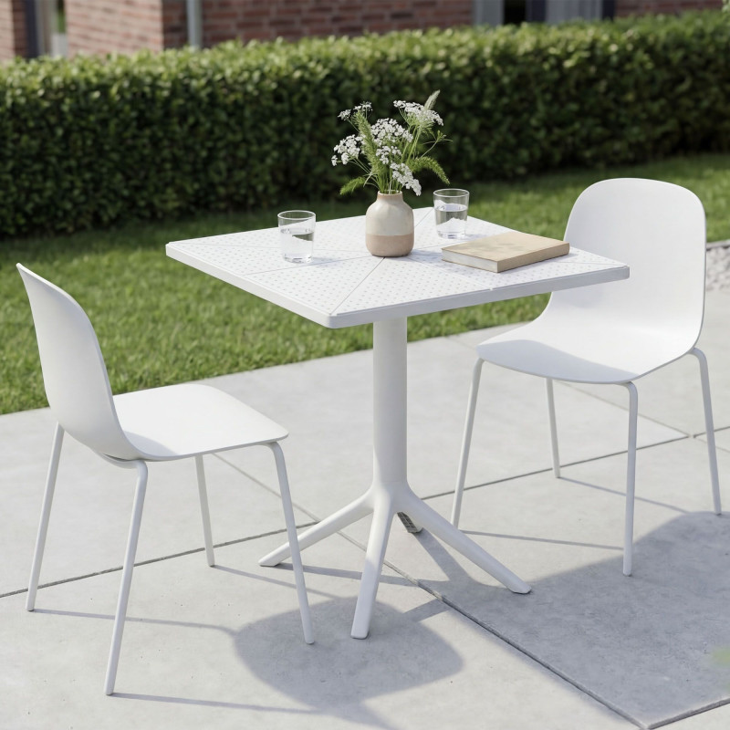 Ensemble de mobilier de jardin Nerra avec 2 chaises blanc