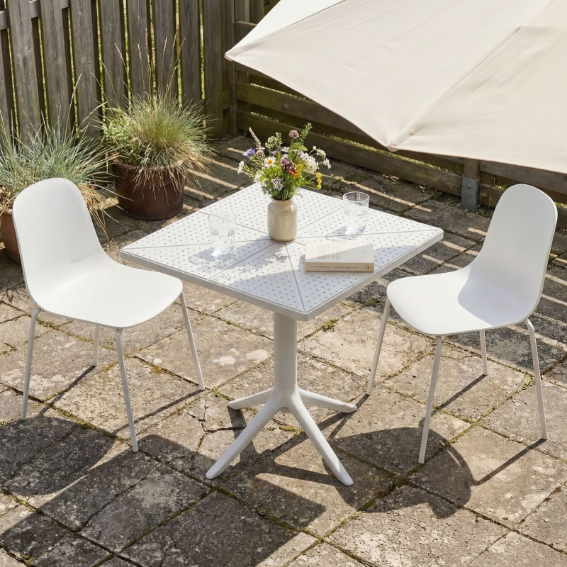 Ensemble de mobilier de jardin Nerra avec 2 chaises blanc
