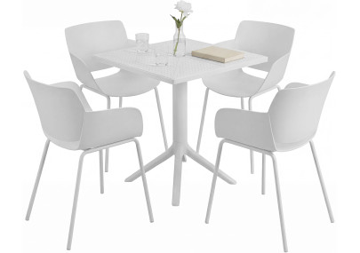 Ensemble de mobilier de jardin Norva avec 4 chaises blanc