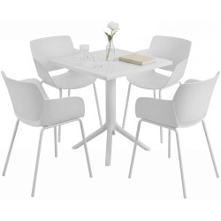 Ensemble de mobilier de jardin Norva avec 4 chaises blanc
