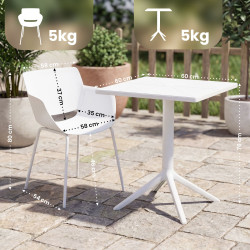 Ensemble de mobilier de jardin Norva avec 4 chaises blanc