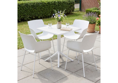 Ensemble de mobilier de jardin Norva avec 4 chaises blanc