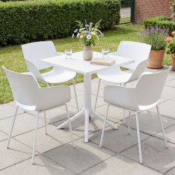 Ensemble de mobilier de jardin Norva avec 4 chaises blanc