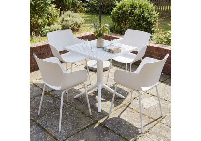 Ensemble de mobilier de jardin Norva avec 4 chaises blanc