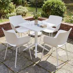 Ensemble de mobilier de jardin Norva avec 4 chaises blanc