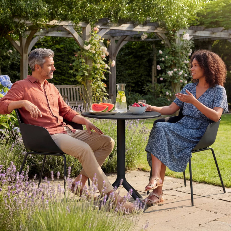 Ensemble de mobilier de jardin Siora avec 2 chaises noir