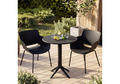Ensemble de mobilier de jardin Siora avec 2 chaises noir