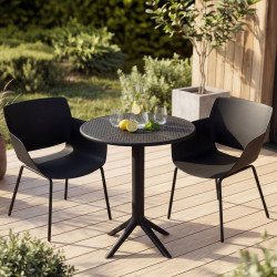 Ensemble de mobilier de jardin Siora avec 2 chaises noir