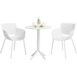 Ensemble de mobilier de jardin Siora avec 2 chaises blanc