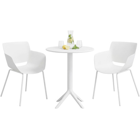 Ensemble de mobilier de jardin Siora avec 2 chaises blanc