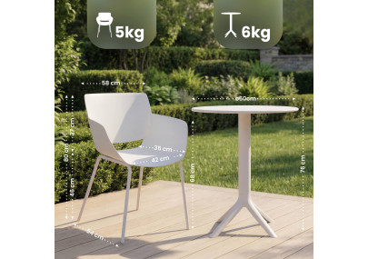 Ensemble de mobilier de jardin Siora avec 2 chaises blanc