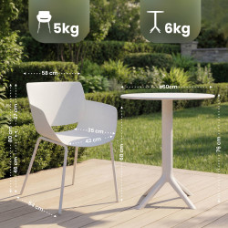 Ensemble de mobilier de jardin Siora avec 2 chaises blanc