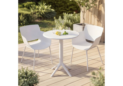 Ensemble de mobilier de jardin Siora avec 2 chaises blanc