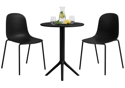 Ensemble de mobilier de jardin Torin avec 2 chaises noir