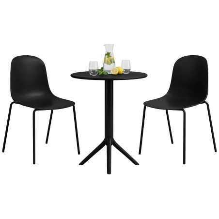 Ensemble de mobilier de jardin Torin avec 2 chaises noir