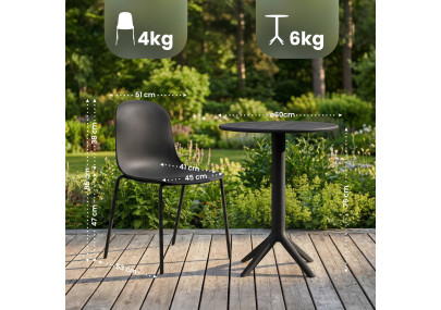 Ensemble de mobilier de jardin Torin avec 2 chaises noir