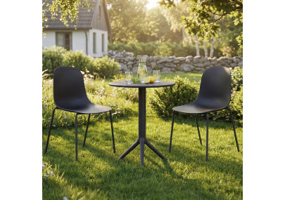 Ensemble de mobilier de jardin Torin avec 2 chaises noir