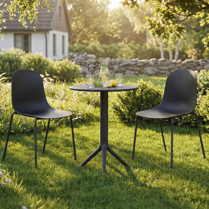Ensemble de mobilier de jardin Torin avec 2 chaises noir