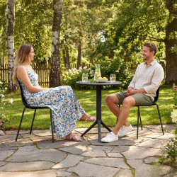 Ensemble de mobilier de jardin Torin avec 2 chaises noir