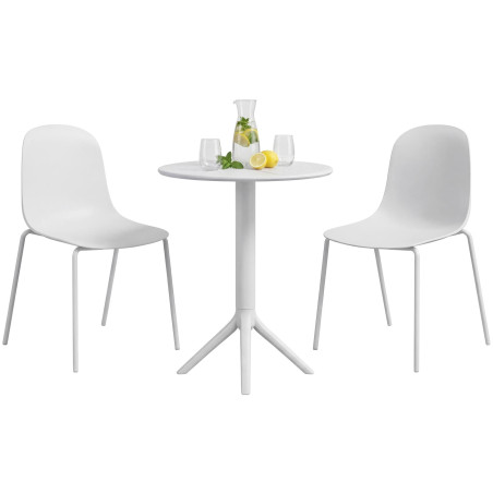 Ensemble de mobilier de jardin Torin avec 2 chaises blanc